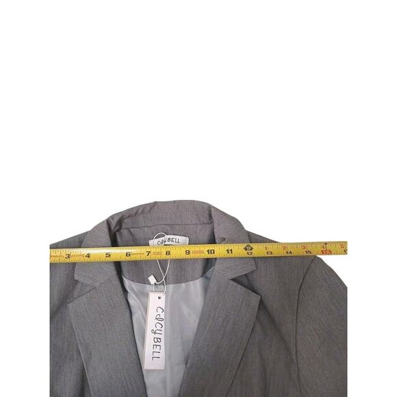Cicy Bell Blazer Sz M Gray Business Casual One Button Pockets Classic Career New - Picture 10 of 16
